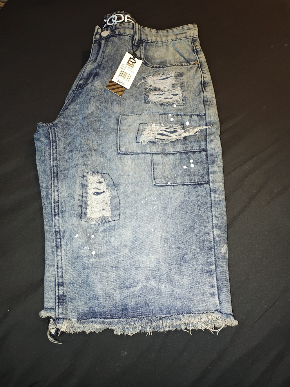 Men's Distressed Blue Denim Jeans Shorts - 38